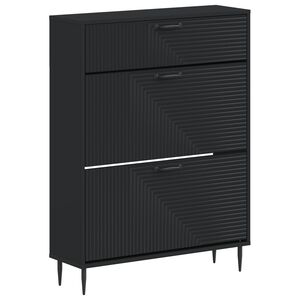 vidaXL Schoenenkast HAARLEM 78 x 24 x 103 cm Bewerkt hout Zwart
