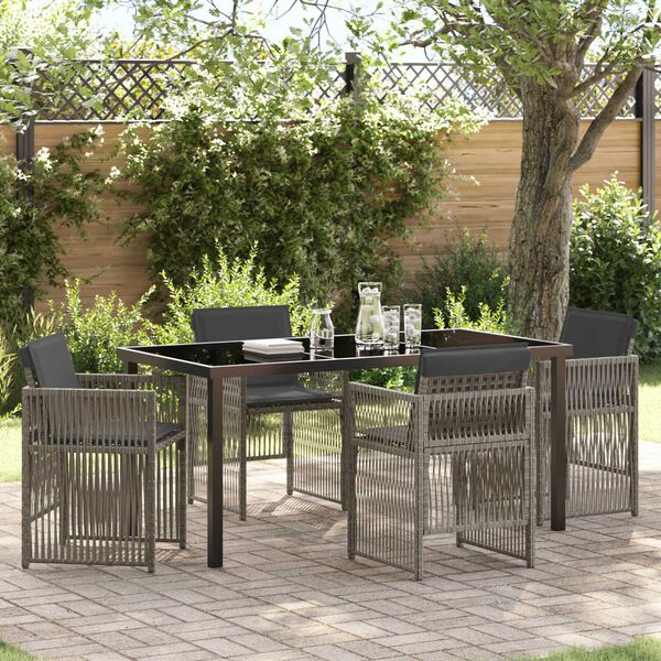 vidaXL Tuin eettafelset 5 pcs Grijs Gepoedercoat staal