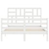 vidaXL Bedframe met hoofdbord massief hout wit 140x190 cm
