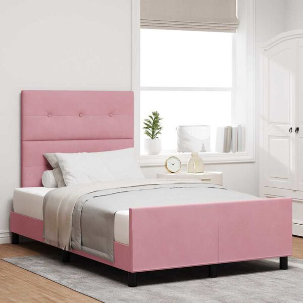 vidaXL Boxspringbed met hoofdeinde Roze 120 x 200 cm Fluweel