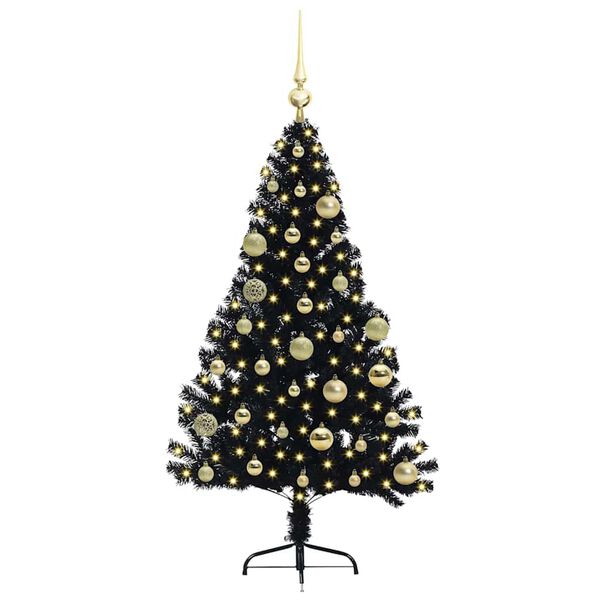 vidaXL Kunstmatig Voorverlicht Kerstboom met 150 LED Zwart 120 cm PVC