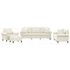 vidaXL 4-delige Loungeset met kussens fluweel cr&egrave;mekleurig