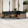 vidaXL 11-delige Loungeset met kussens poly rattan grijs
