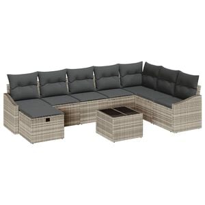 vidaXL Bankstel 9 st poly rattan