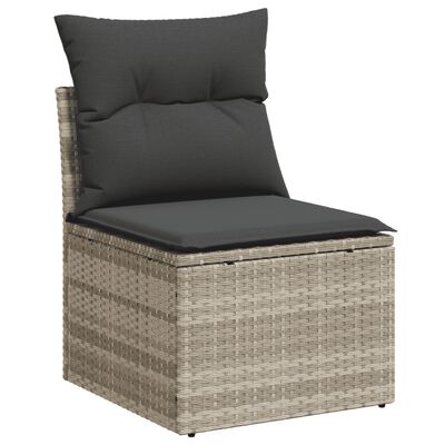 vidaXL 11-delige Loungeset met kussens poly rattan lichtgrijs