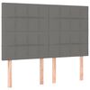 vidaXL Hoofdbord donkergrijs 144x5x118/128 cm Stof