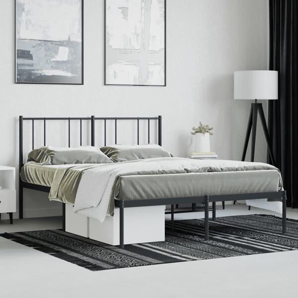 vidaXL Bedframe met hoofdbord metaal zwart 140x190 cm