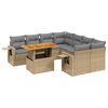vidaXL 9-delige Loungeset met kussens poly rattan beige