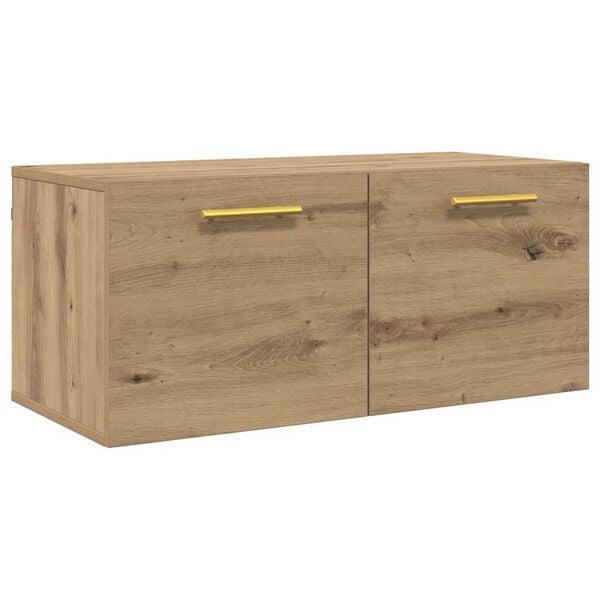 vidaXL Wandkast artisanaal eikenkleurig 80 x 36.5 x 35 cm Bewerkt hout