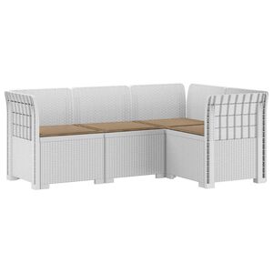 vidaXL 4-Zits Tuin Sofa met Kussens Rattan Look PP Wit
