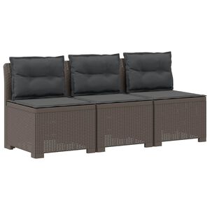 vidaXL 3-zits tuinbank met kussens in rattanlook PP Lichtgrijs