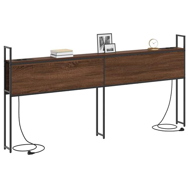 vidaXL Opberghoofdbord met Oplaadstation bruin eikenkleur Bewerkt hout