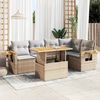 vidaXL 6-delige Loungeset met kussens poly rattan acacia beige