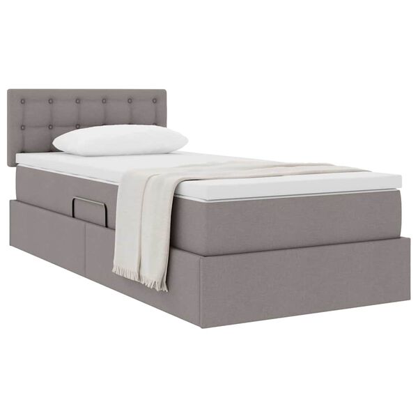 vidaXL Opbergbed met matras met matras Taupe 90 x 190 cm Bewerkt hout