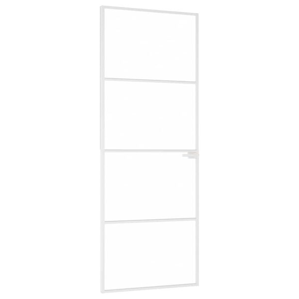 vidaXL Binnendeur 76x201,5 cm gehard glas en aluminium smal wit