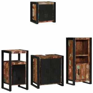 vidaXL Badkamermeubelset 4 st Multikleur en Zwart