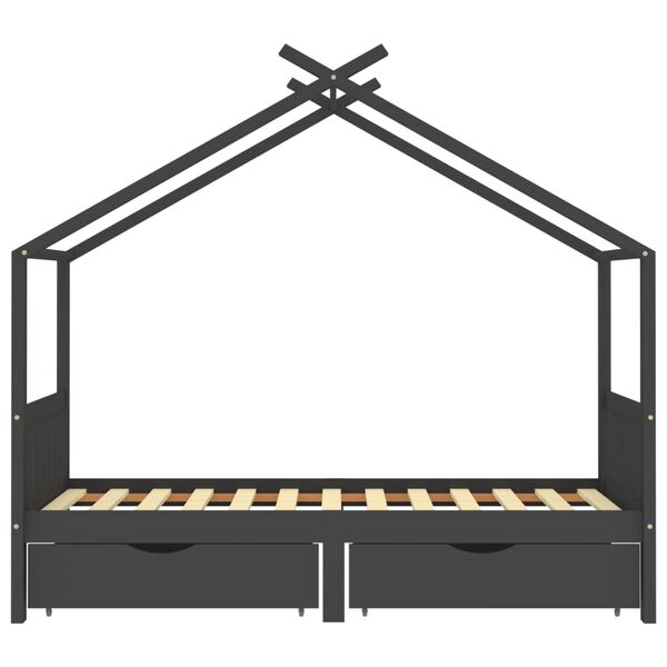 vidaXL Kinderbedframe met lades grenenhout donkergrijs 90x200 cm