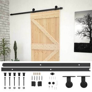 vidaXL Schuifdeur 90 x 210 cm Massief grenenhout Naturel en Zwart