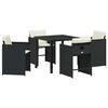 vidaXL Tuin eettafelset met kussen 5 pcs Zwart poly rattan