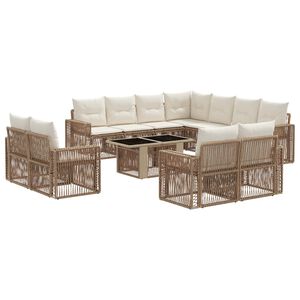 vidaXL Tuinbankenset 12 st Beige en Cr&egrave;me Wit poly rattan