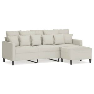 vidaXL Driezitsbank met voetenbank 180 cm fluweel cr&egrave;mekleurig