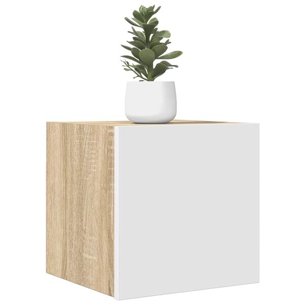 vidaXL Tv-wandmeubel 30,5x30x30 cm wit en sonoma eikenkleurig