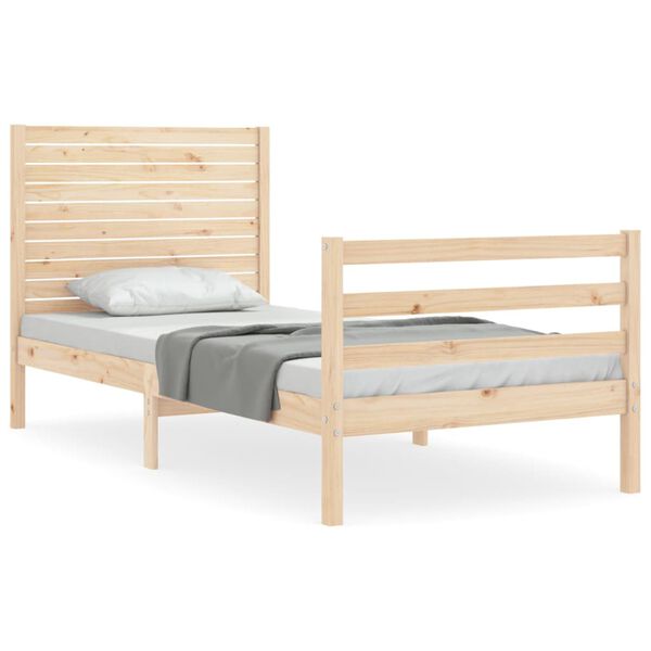 vidaXL Bedframe met hoofdbord massief hout 100x200 cm