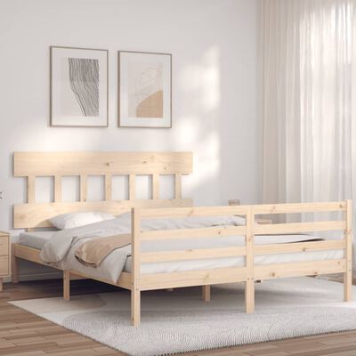 vidaXL Bedframe met hoofdbord massief hout 160x200 cm