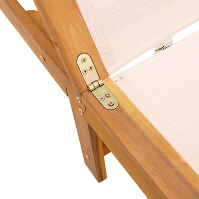 vidaXL Ligbedden 2 st met tafel massief acaciahout en textileen crème