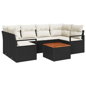 vidaXL Tuin Sofa Set 7 pcs Zwart en wit