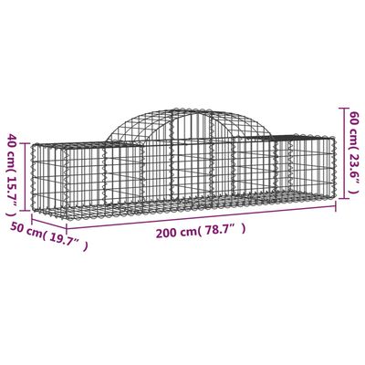 vidaXL Schanskorven 30 st gewelfd 200x50x40/60 cm ijzer