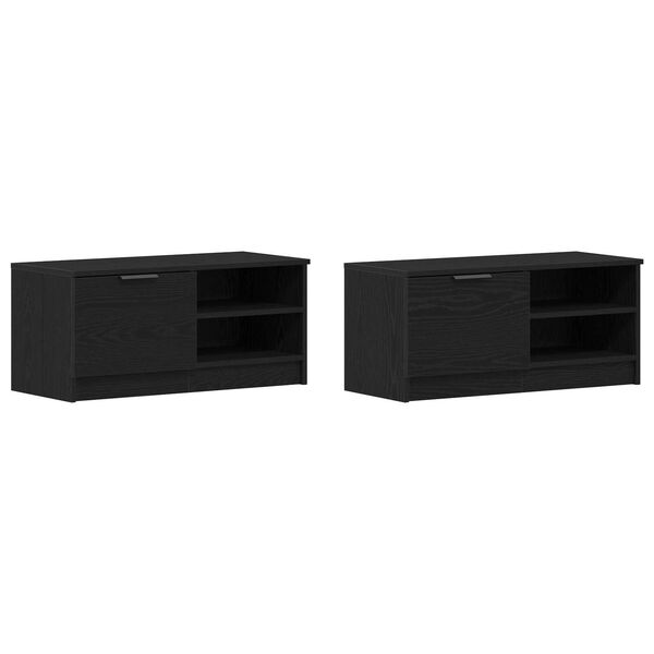 vidaXL TV-kast 2 pcs Zwart Eiken 80 x 35 x 36,5 cm Bewerkt hout
