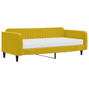 vidaXL Slaapbank met matras 100x200 cm fluweel geel