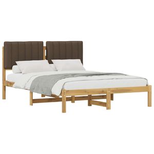 vidaXL Bedframe met gestoffeerd hoofdbord Whitewash en taupe