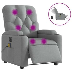vidaXL Massagestoel elektrisch verstelbaar stof lichtgrijs