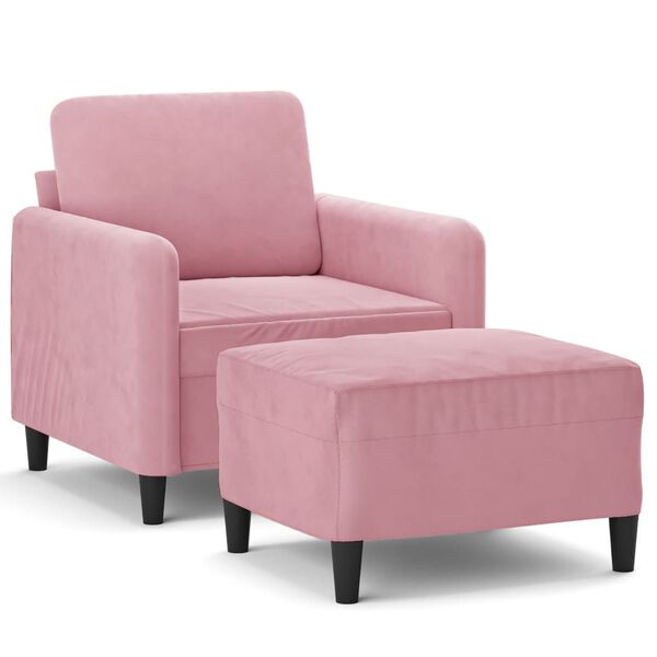 vidaXL Fauteuil met voetenbank 60 cm fluweel roze