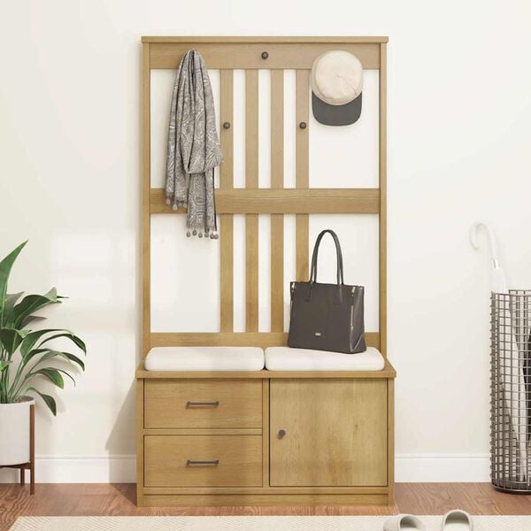 vidaXL Kapstok SANDNES 87x40x159,5 cm massief grenenhout