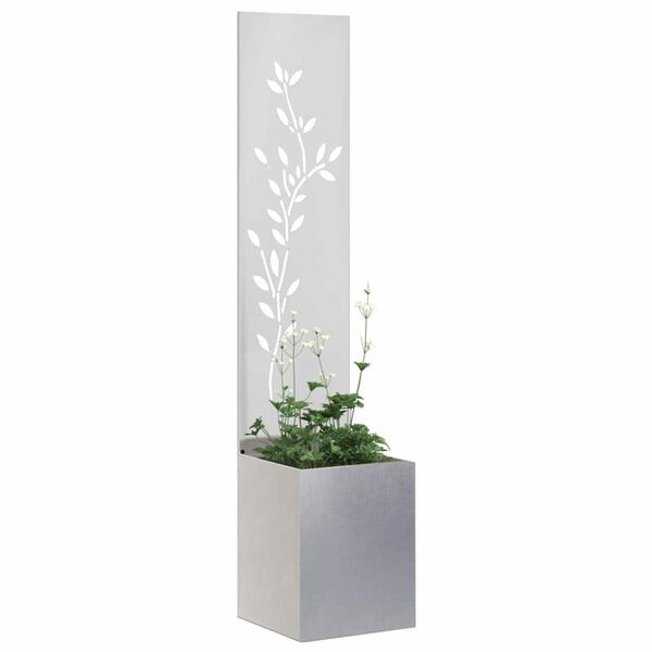 vidaXL Tuin Privacy Screen Bloemen Zilver 32 x 140 cm Roestvrij staal