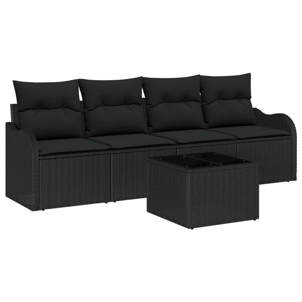 vidaXL Tuin Sofa Set Zwart poly rattan