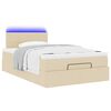 vidaXL Ottoman bed met matras en LED's 120x200cm stof cr&egrave;mekleurig