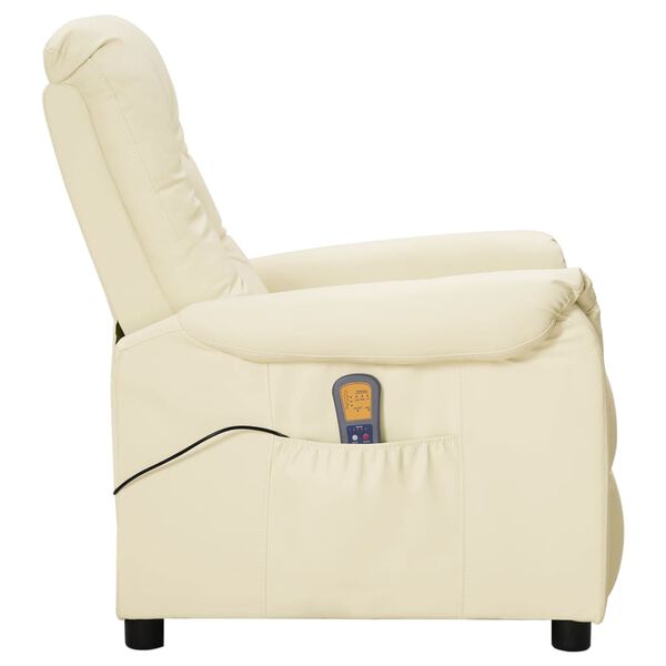 vidaXL Sta-op-massagestoel kunstleer cr&egrave;mekleurig