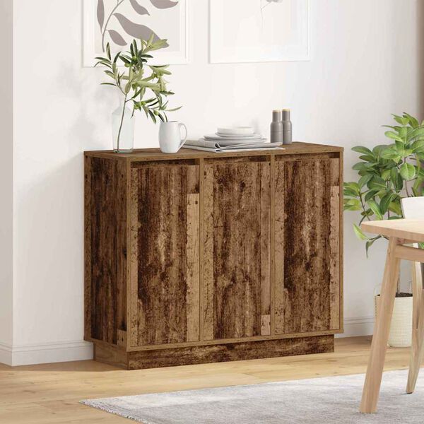 vidaXL LED Sideboard Oudhout 90 x 32 x 75 cm Bewerkt hout