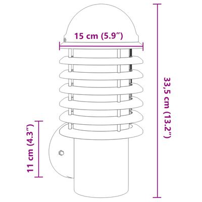 vidaXL Buitenwandlamp roestvrij staal zwart