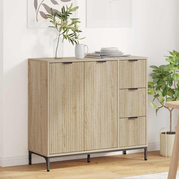 vidaXL Dressoir met lade Sonoma Eiken 89,5 x 33 x 82 cm Bewerkt hout
