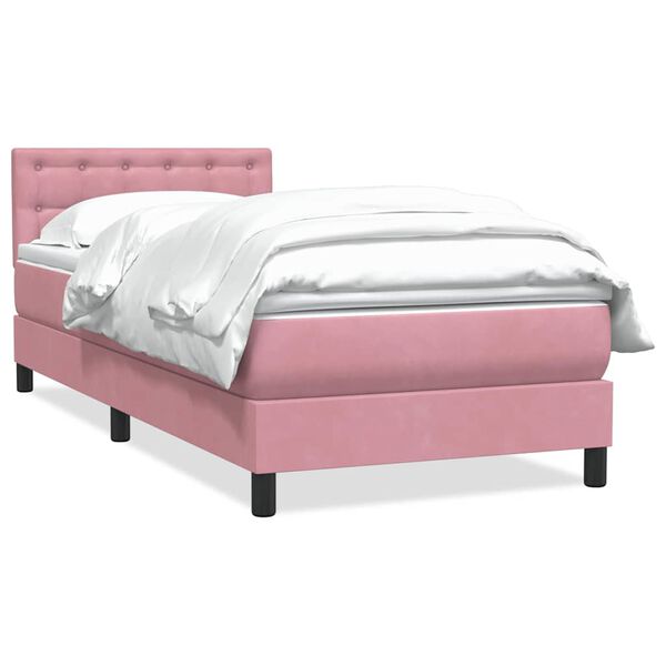 vidaXL Boxspring met matras fluweel roze 100x210 cm