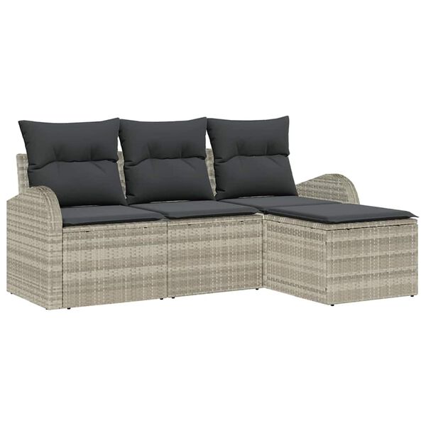 vidaXL Tuin Sofa Set Lichtgrijs poly rattan