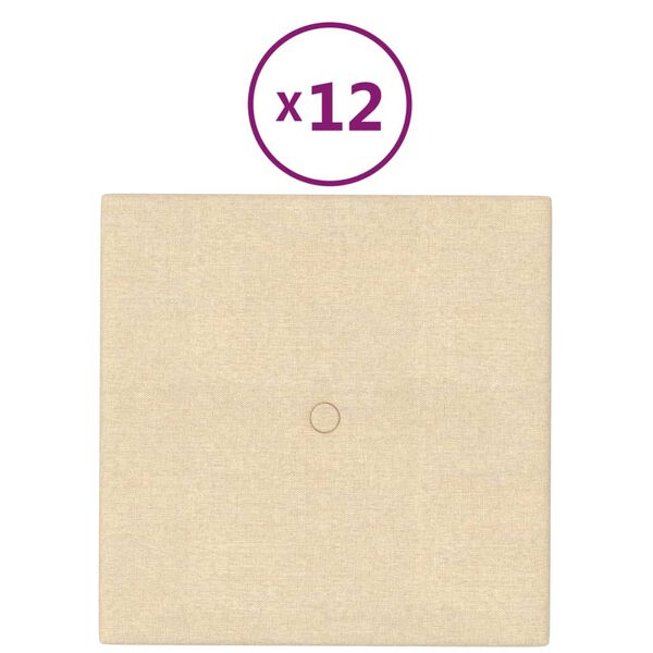 vidaXL Wandpanelen 12 st 1,08 m&sup2; 30x30 cm stof cr&egrave;mekleurig