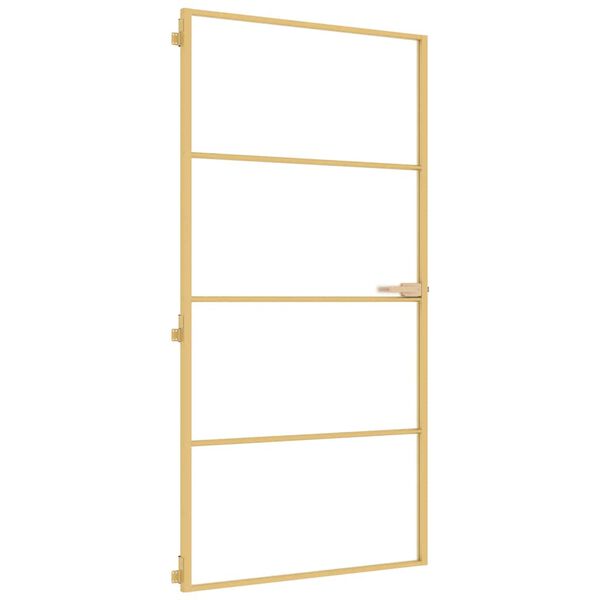vidaXL Binnendeur smal 102,5x201,5 cm gehard glas en aluminium goud