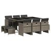 vidaXL 11-delige Tuinset met kussens poly rattan grijs