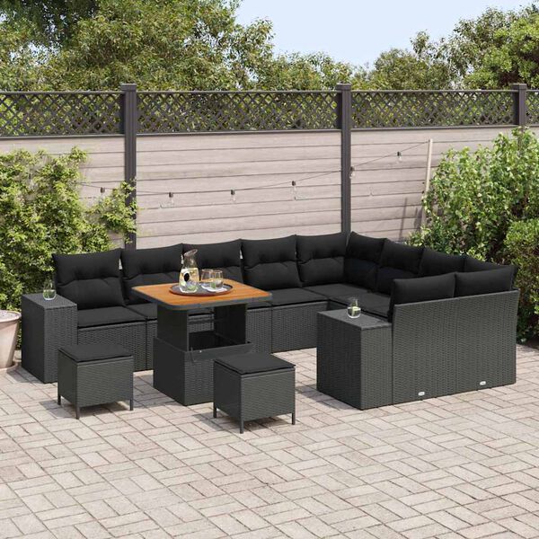 vidaXL Tuin Sofa Set 12 pcs Zwart poly rattan